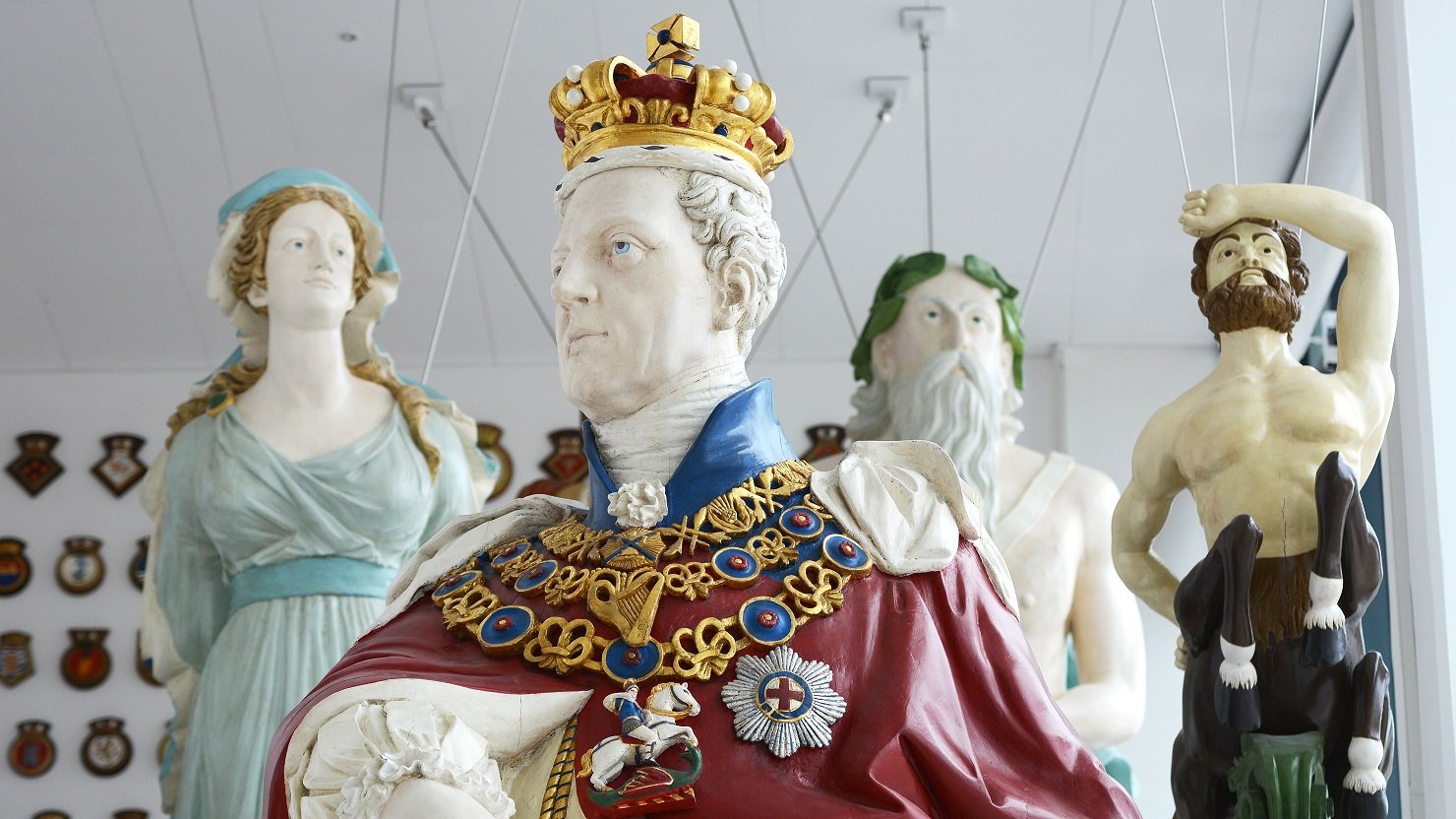 A group of Royal Naval figureheads at The Box