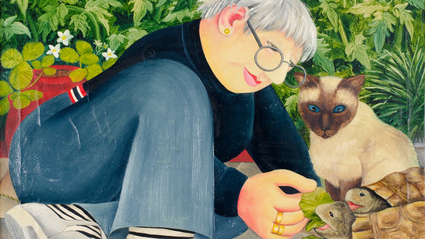 Feeding The Tortoise, Beryl Cook (detail). Courtesy of www.ourberylcook.com © John Cook 2025