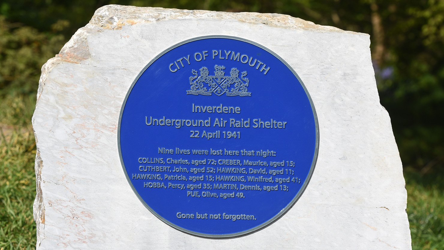 Blue plaque unveiled in honour of Plymouth air raid shelter