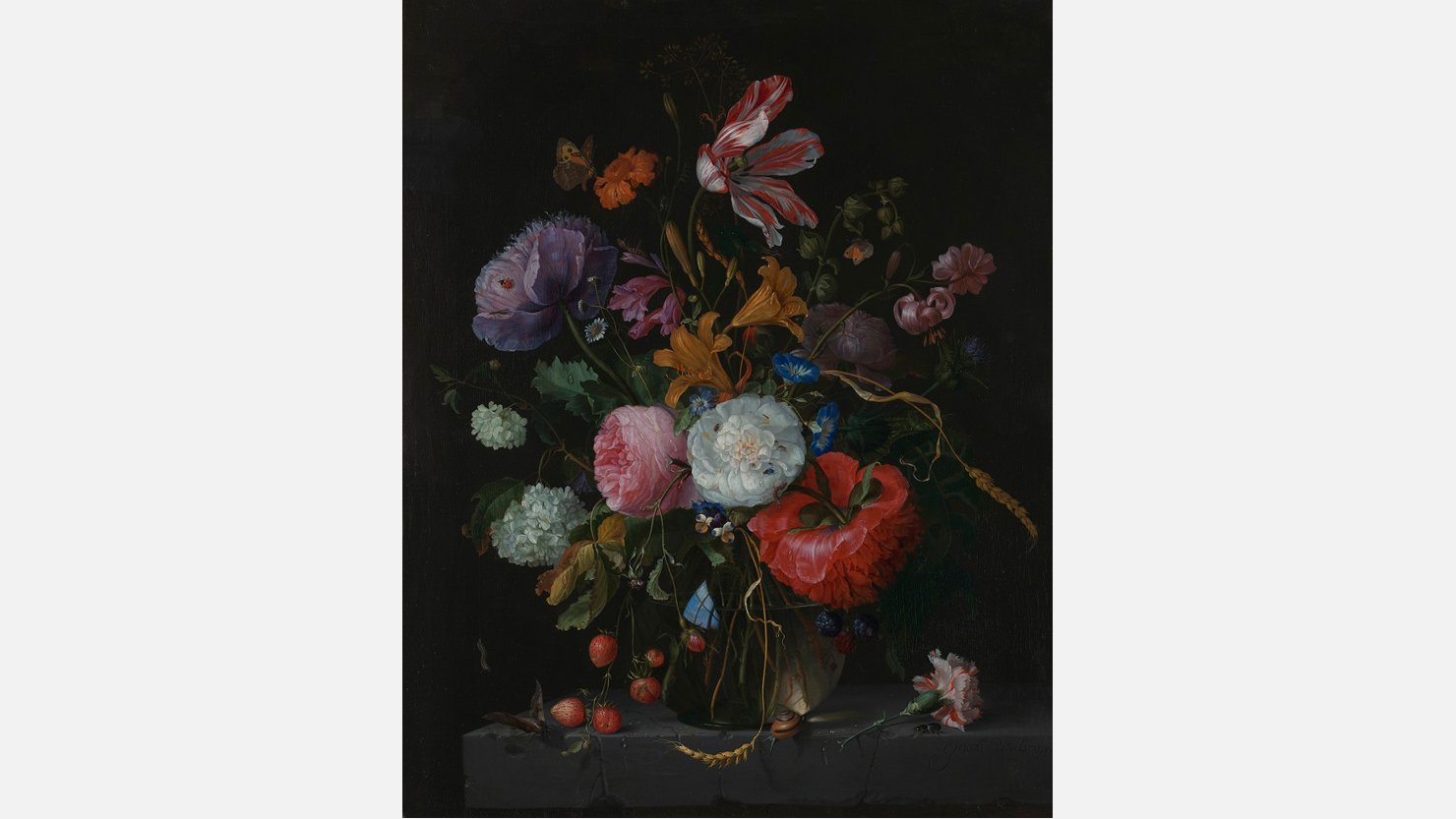Jacob van Walscapelle, 1644-1727 Flowers in a Glass Vase, about 1670 © The National Gallery, London