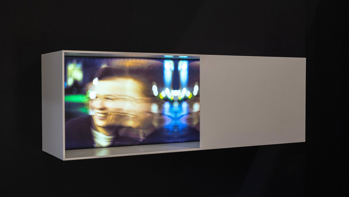 A light box work by Jyll Bradley on display at The Box in 2025