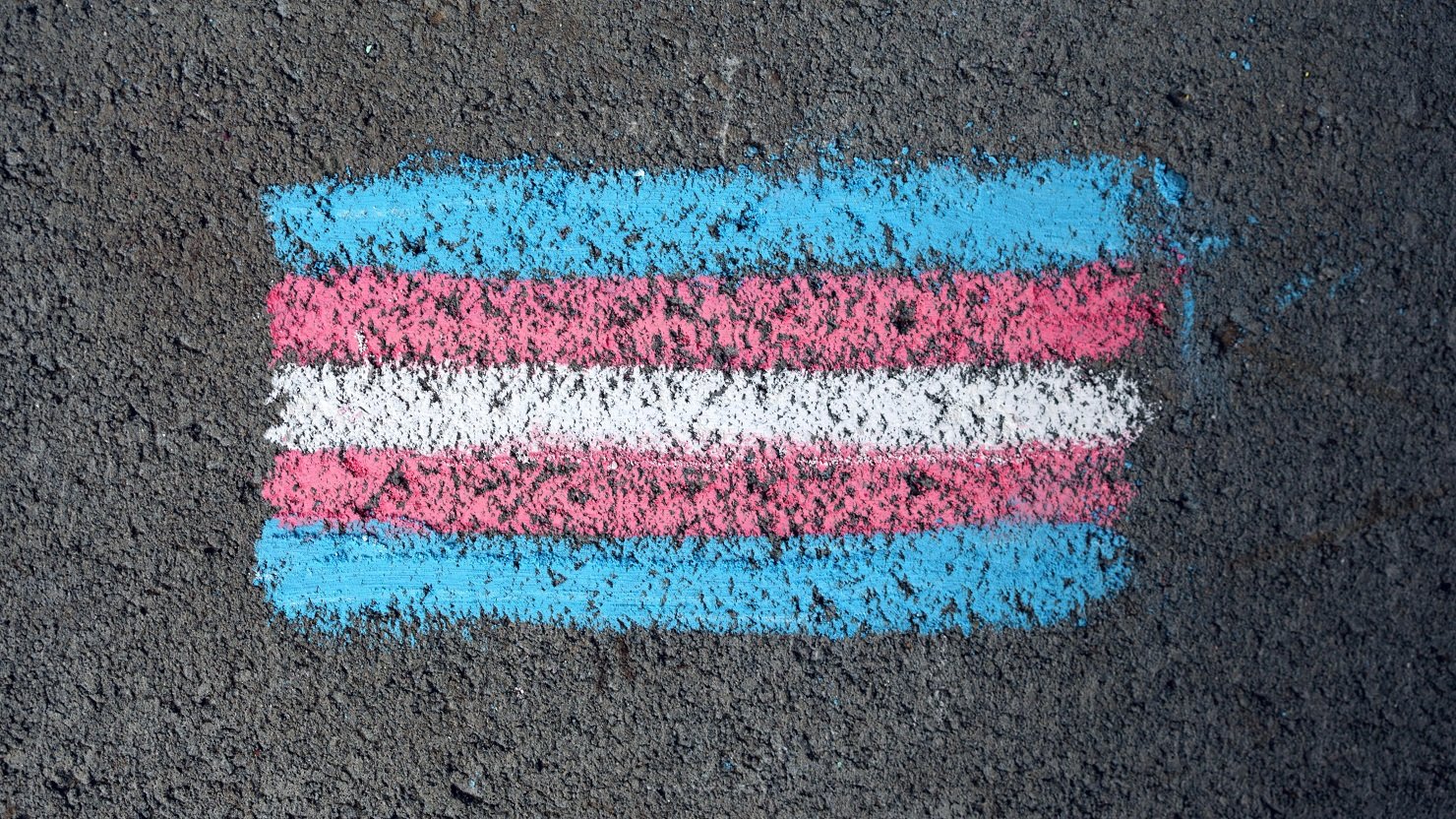 Trans flag on a grey concrete background
