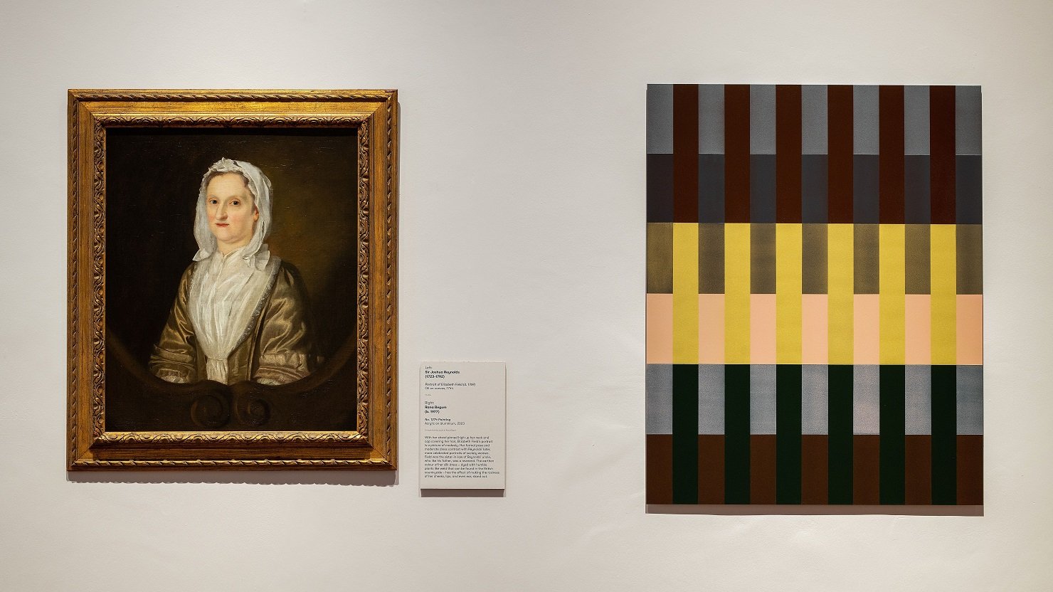 New work by Rana Begum on display next to Sir Joshua Reynolds' portrait of Elizabeth Field