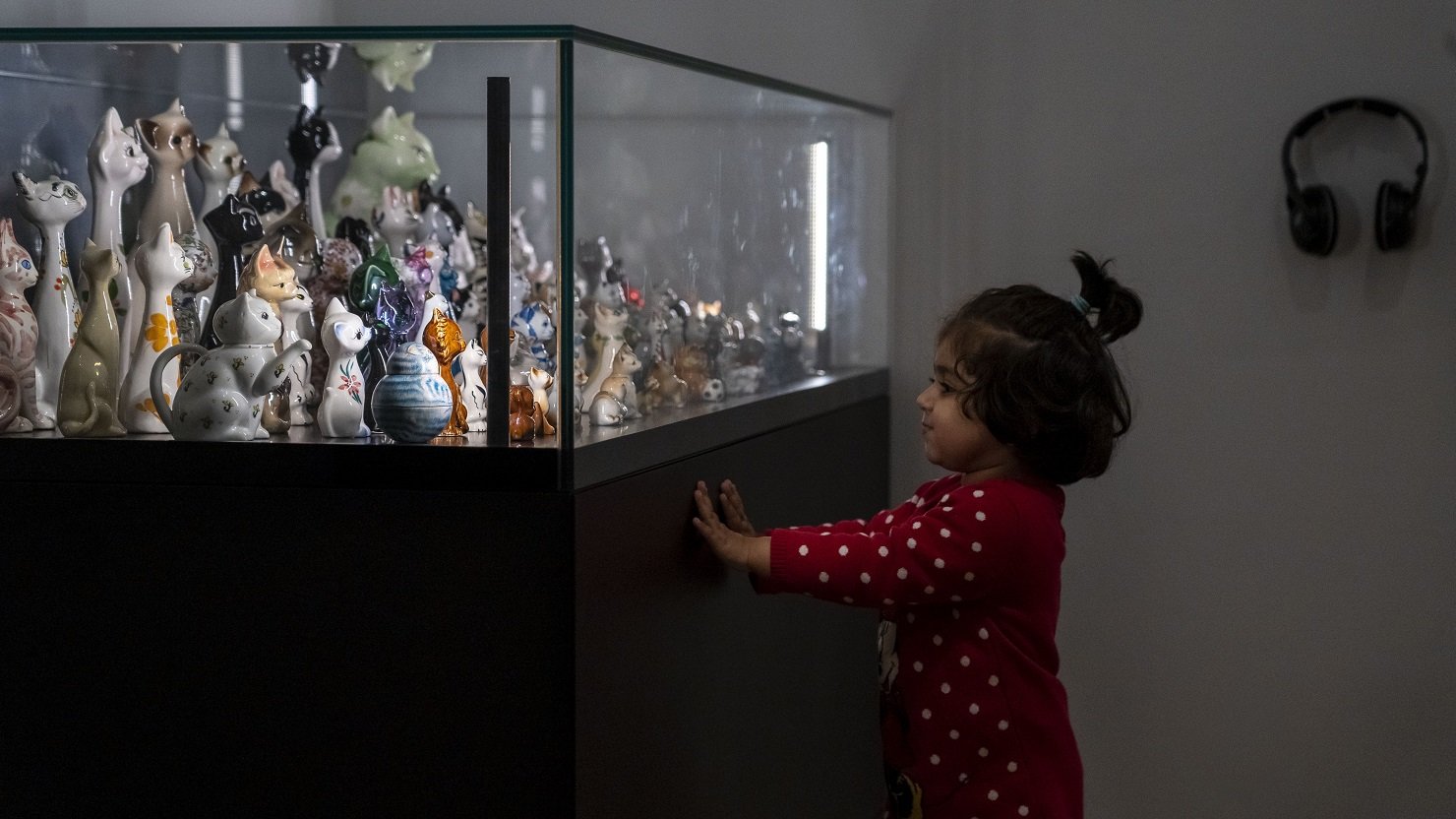 A young girl looks at one of the displays in British Art Show 9 in Plymouth