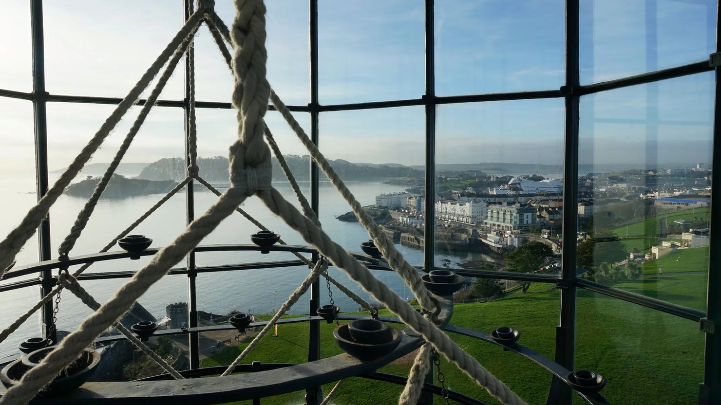 The Lantern room at the top of Smeaton's Tower overlooking Plymouth Sound