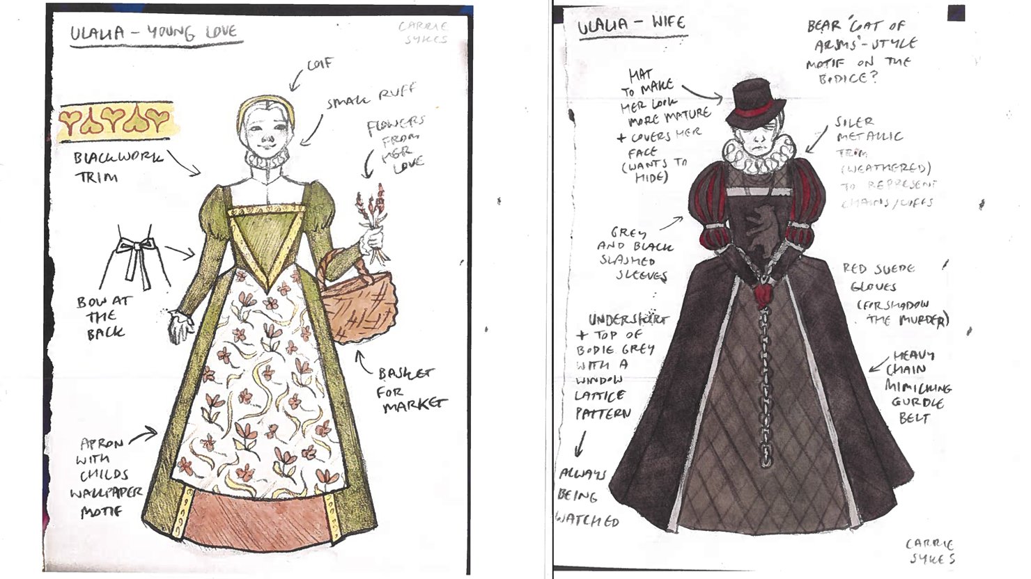 'Page of Plymouth' illustrations from Arts University Plymouth costume production students