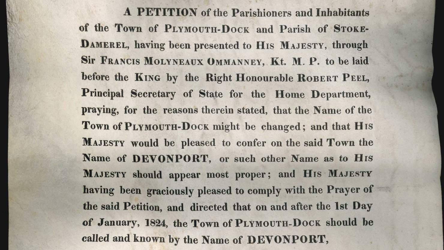 570/113 Petition relating to the change of name from Dock to Devonport. Courtesy of The Box, Plymouth.