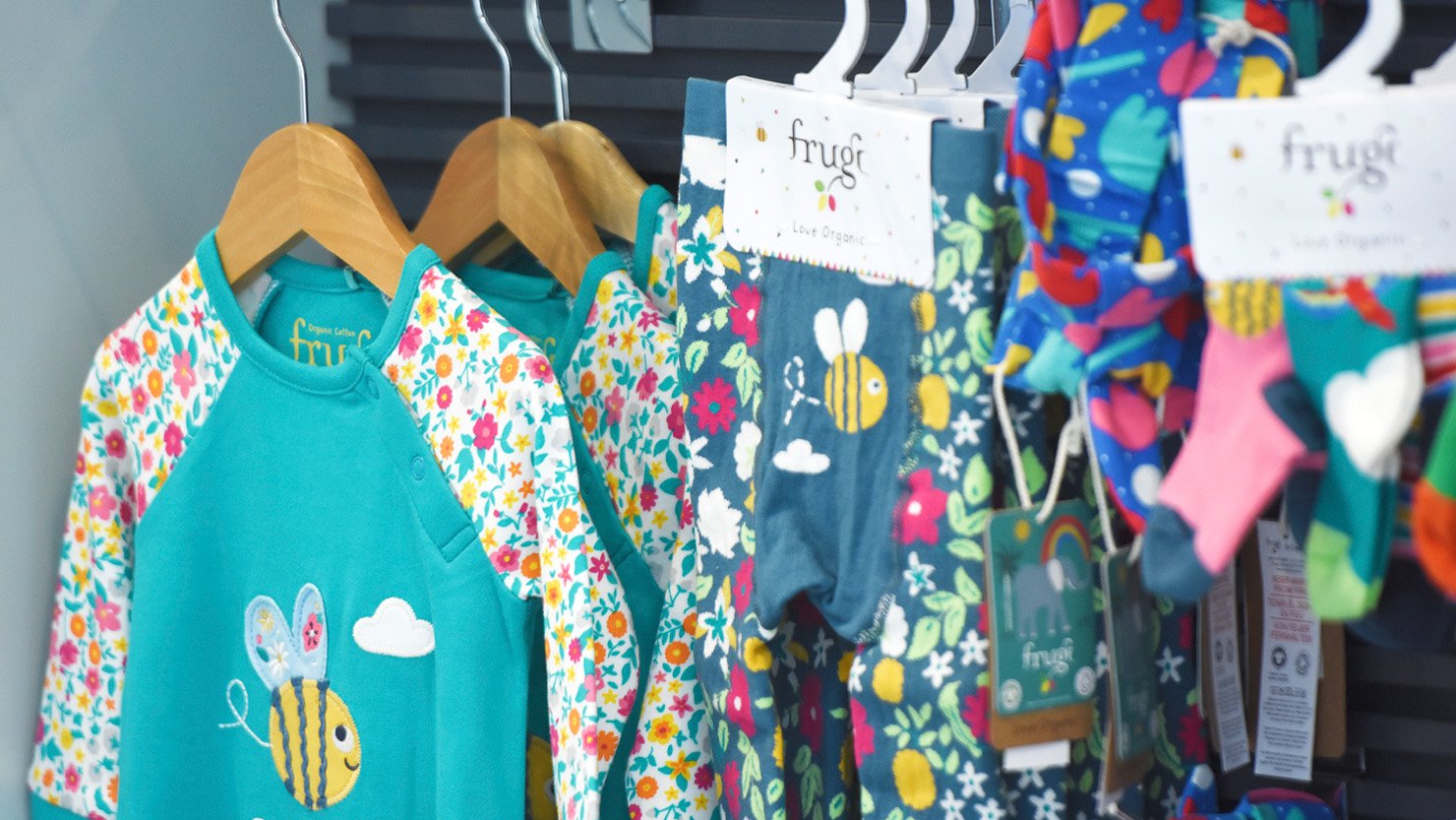 Frugi products on display in the shop at The Box, Plymouth