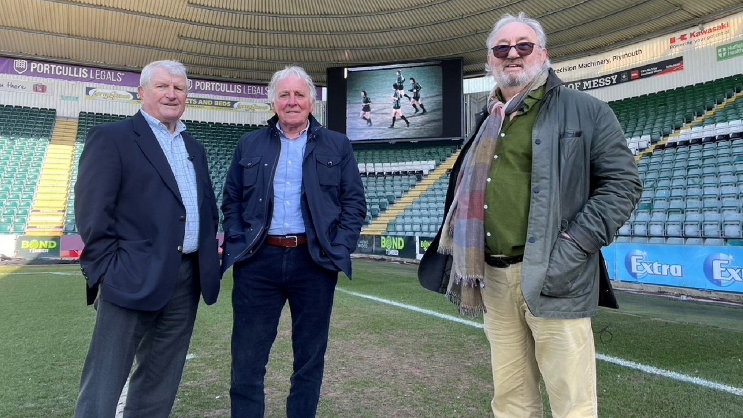 L-R: Former Plymouth Argyle players Derek Rickard, Johnny Hore and Steve Davey