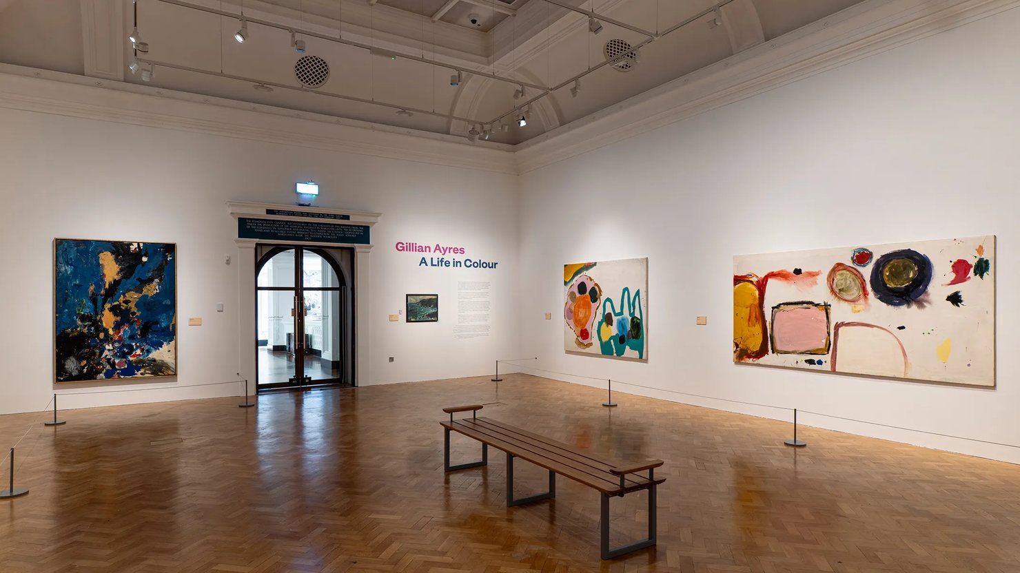 Photograph showing large abstract works in a gallery