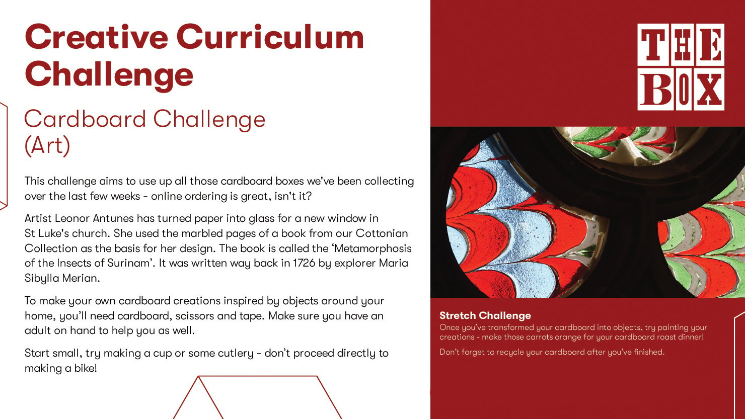Graphic for The Box's cardboard curriculum challenge