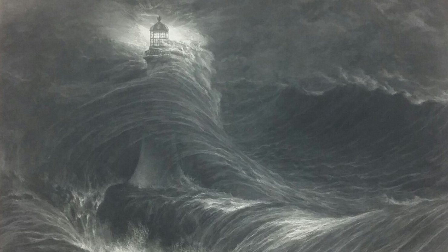 Print (detail) of William Daniell's ‘Eddystone Lighthouse, During a Storm’