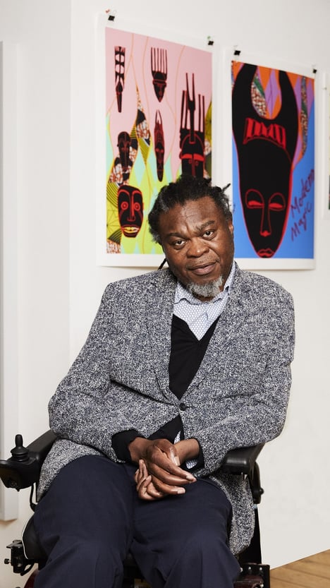 Yinka Shonibare CBE, photographed in his studio, 2022. Image courtesy the artist. Photographer Leon Foggitt, 2022.