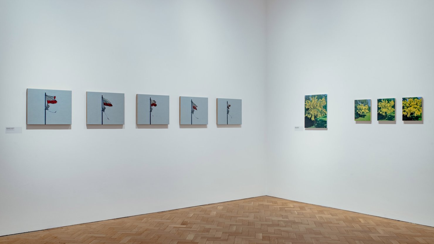 George Shaw artwork in a row in gallery space