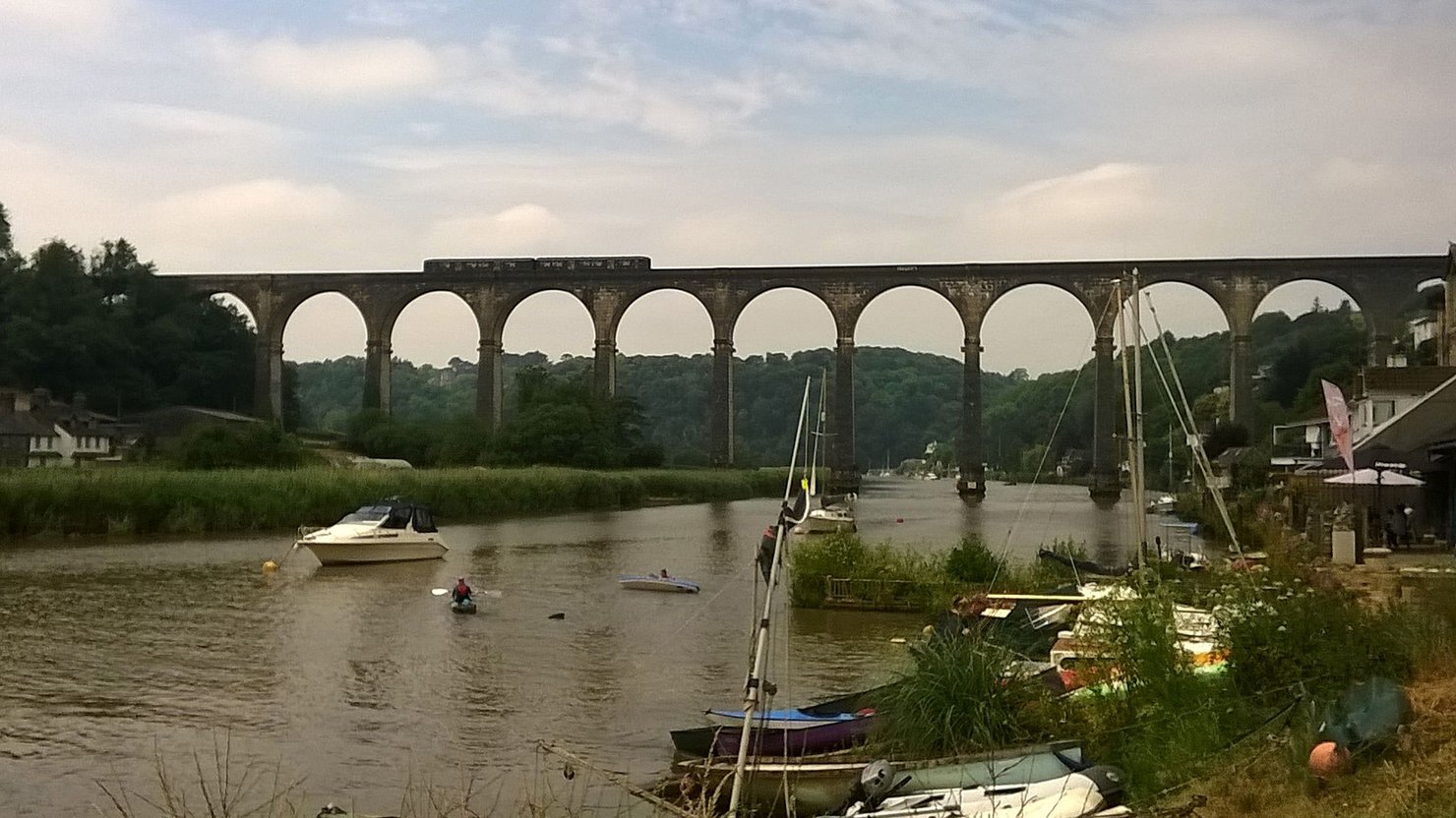 Calstock with the river and railway bridge