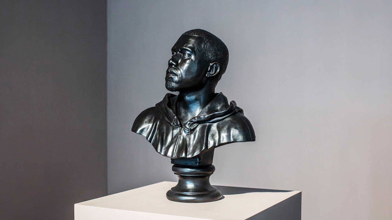 Kanye, 2015 by Kehinde Wiley on display in Plymouth's Levinsky Gallery, autumn 2020