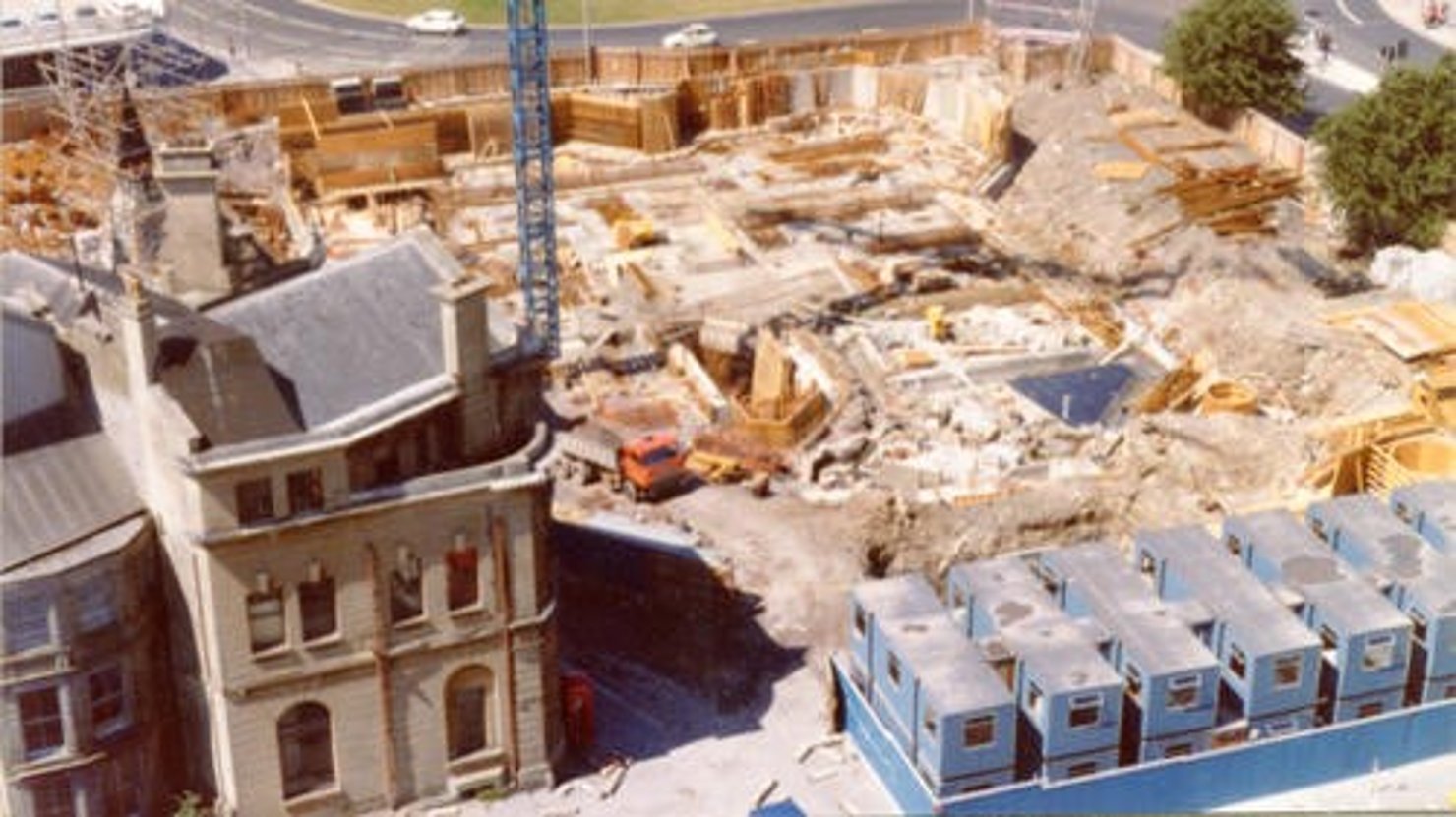 1979 construction image of Theatre Royal Plymouth © C Sanger. Courtesy of Plymouth City Council Libraries.