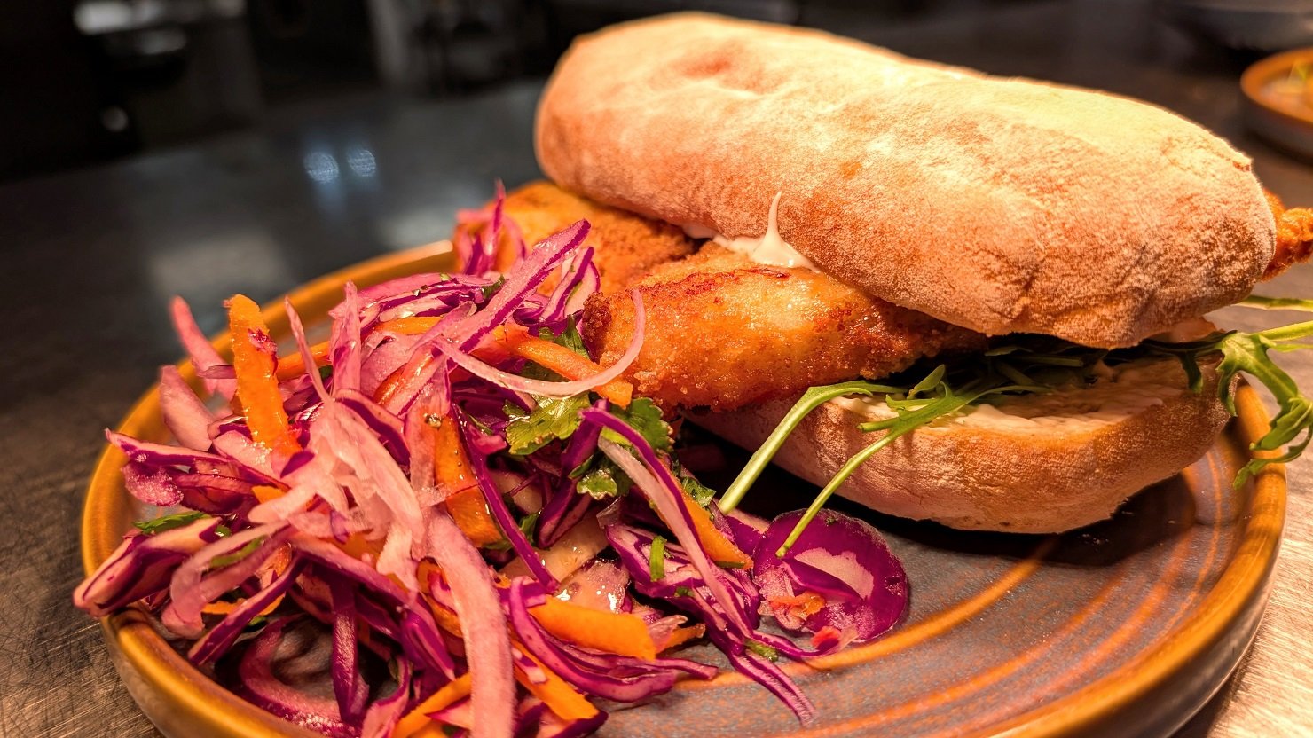 A fish finger ciabatta served in The Box Kitchen & Bar