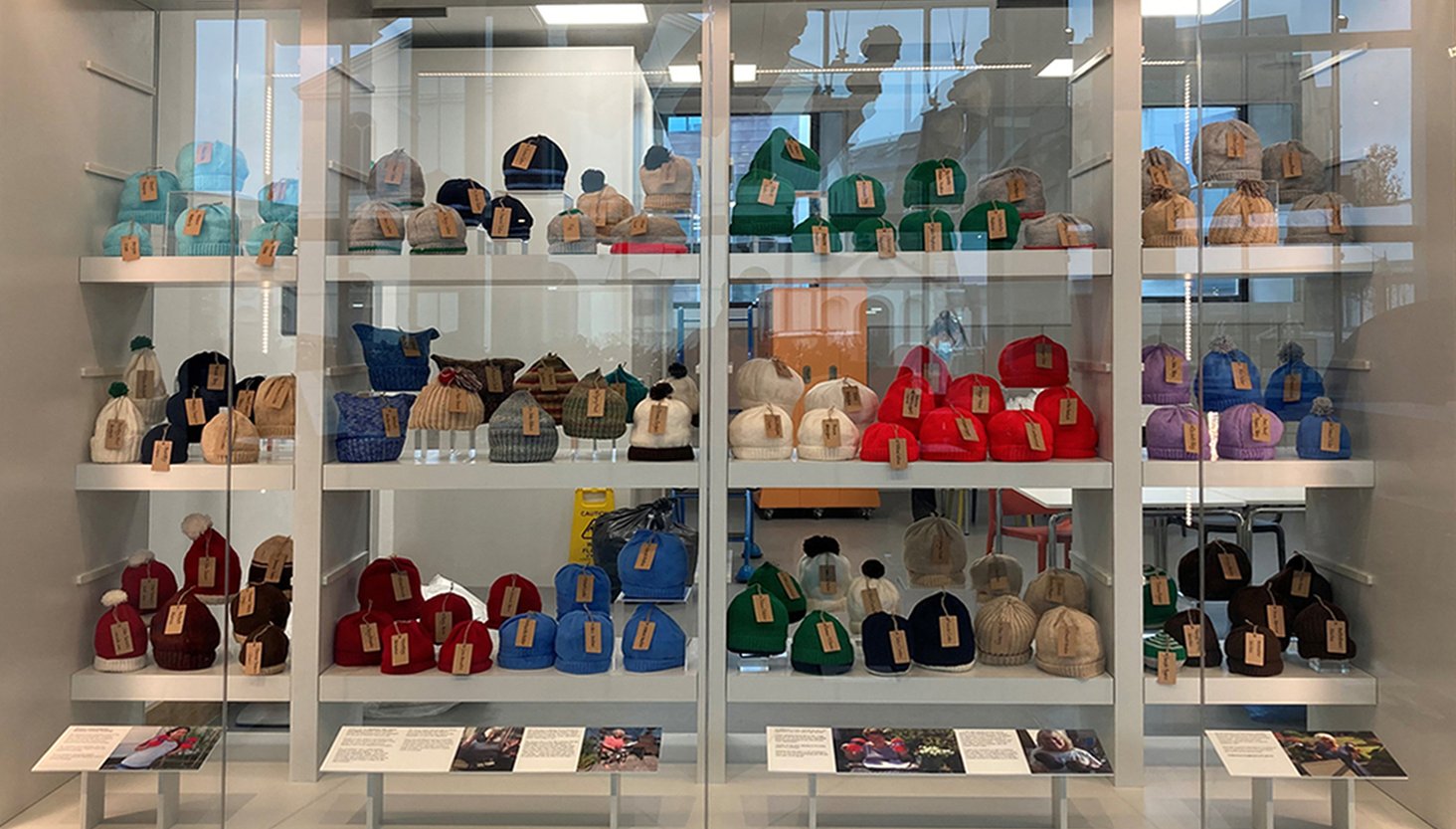 Hat display in The Box during December 2020