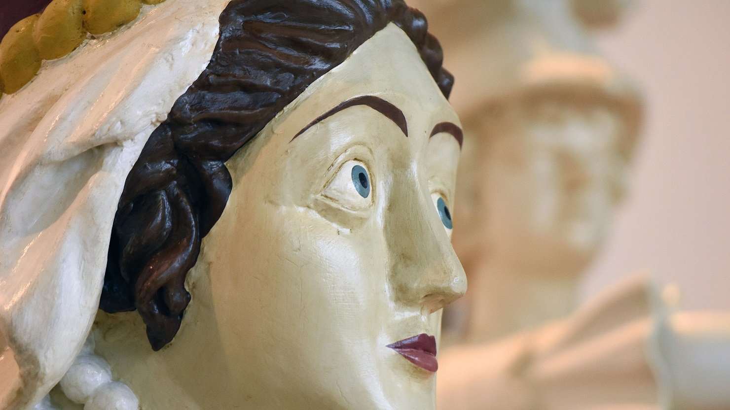 A close up of the Calliope figurehead at The Box
