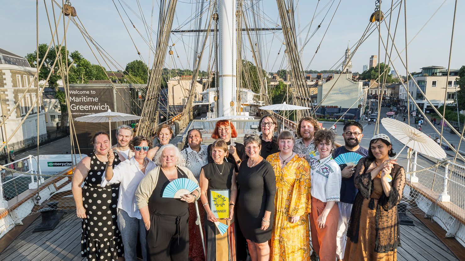 Members of staff from The Box Plymouth on the top deck of the Cutty Sark, Greenwich