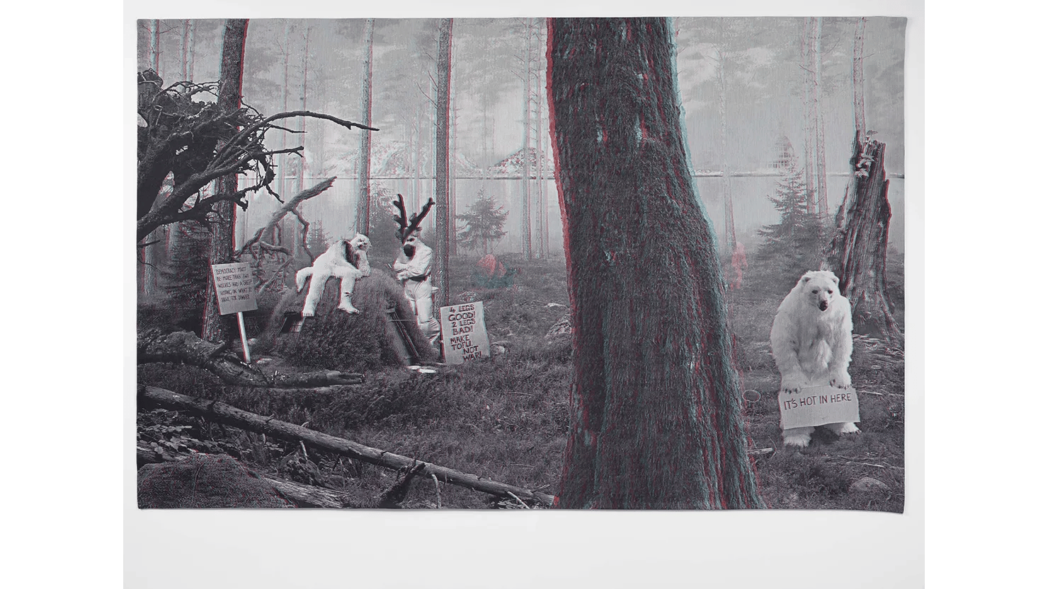 Photograph of a 3D artwork called 'Make Tofu Not War'