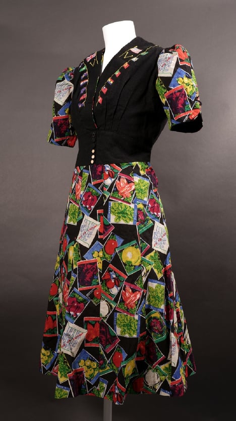 Printed and embroidered wool dress, 1940s © The Box, Plymouth
