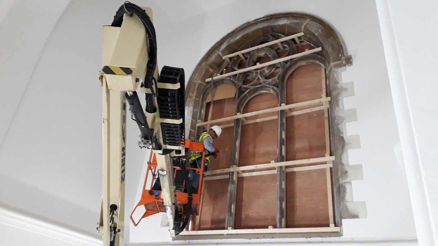 The start of the window install at The Box Plymouth