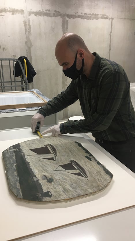 Alfred Wallis painting undergoing conservation