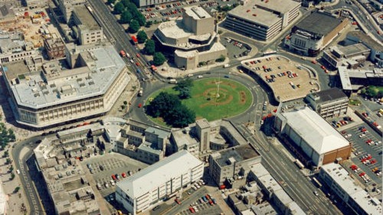 Aerial photo showing Plymouth's theatre