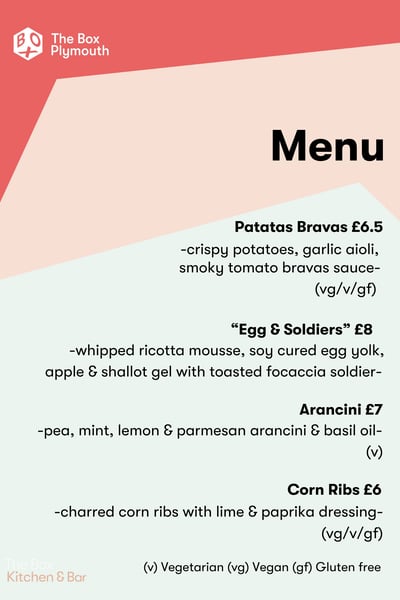 Menu for In Conversation event