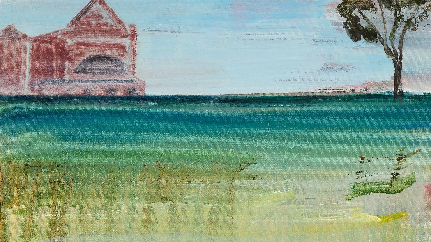 Matthew Krishanu, Church, Tree and Field, 2020 (detail). Courtesy of a Private Collection.