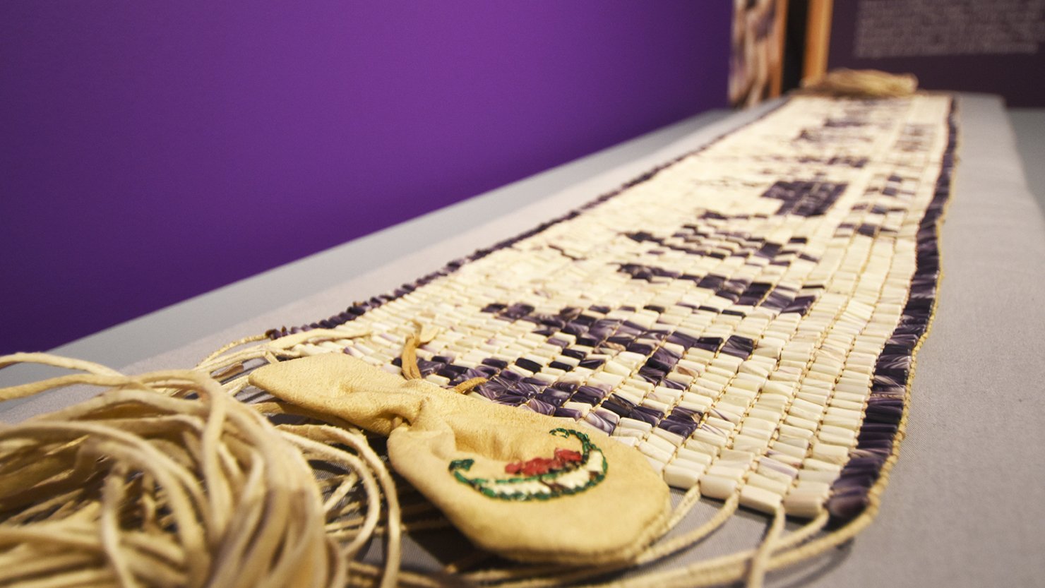 Wampum belt on display at The Box, Plymouth