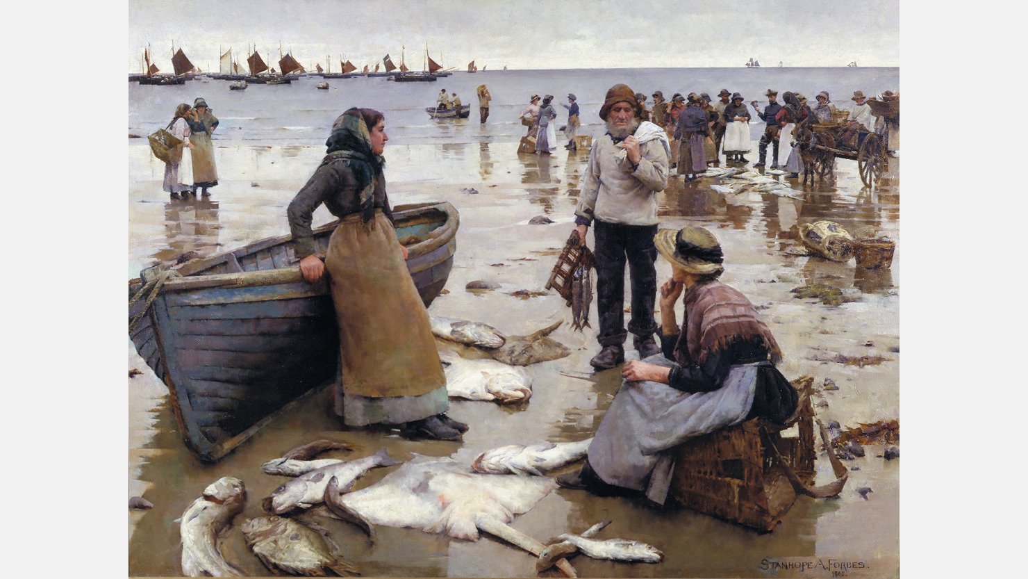 A Fish Sale on a Cornish Beach by Stanhope Forbes