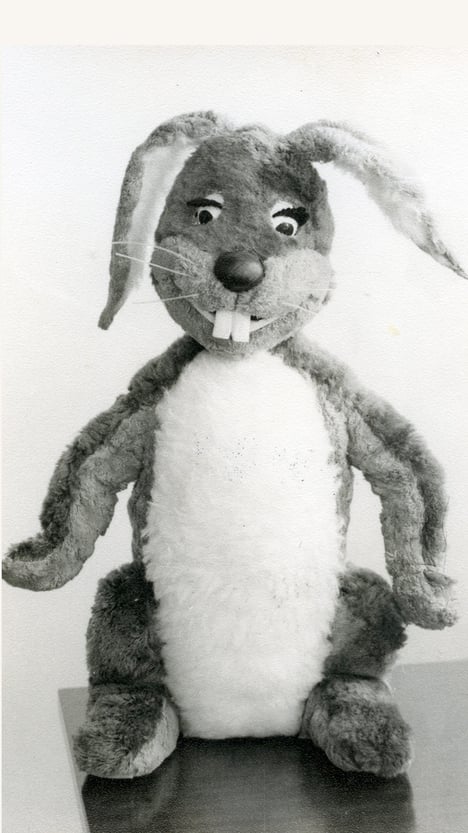 An image of what we believe to be the original Gus Honeybun puppet