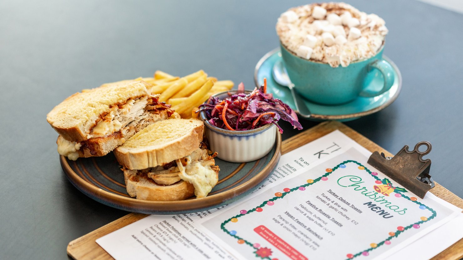Winter menu, toastie and hot chocolate