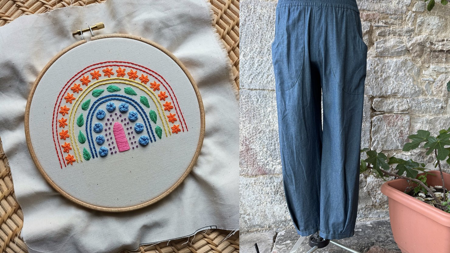 Left: Embroidery | Right: Blue Trousers. Images courtesy of Make.