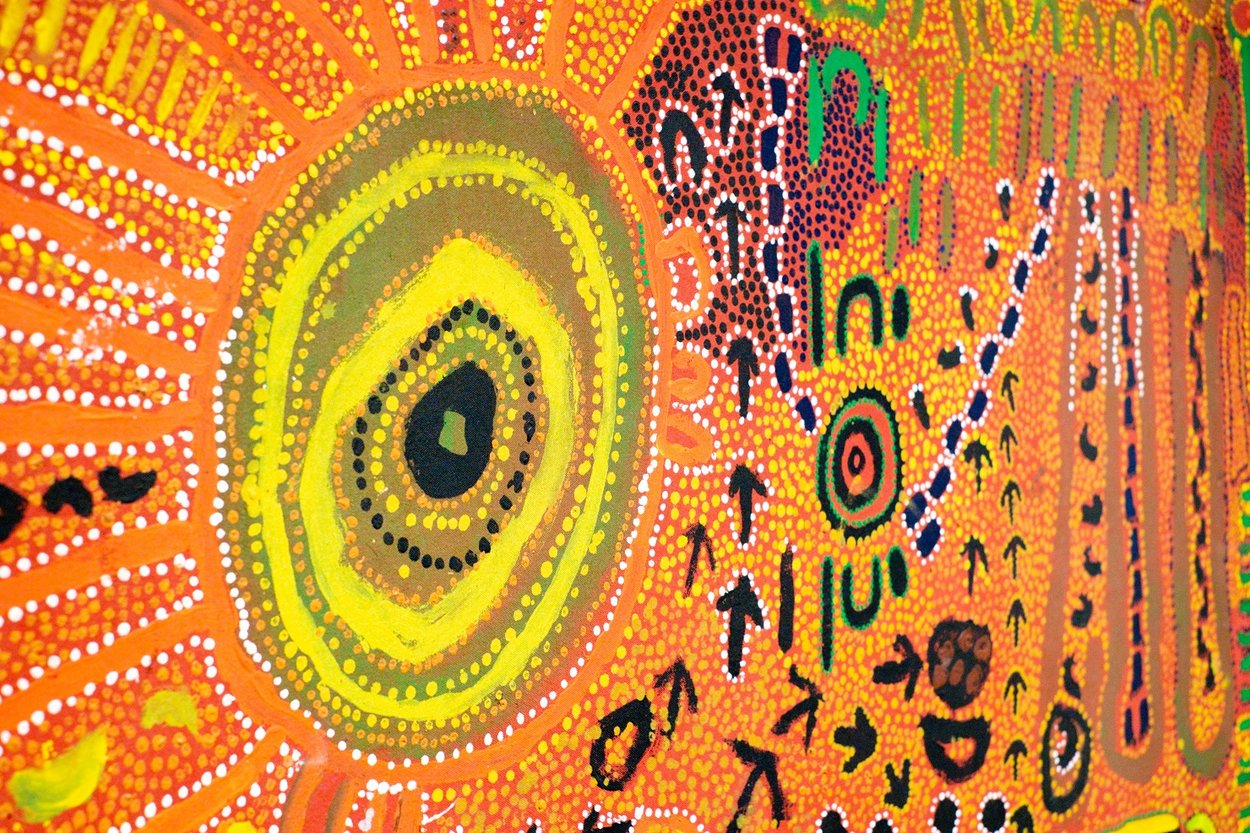 Detail of a painting from the Songlines exhibition at The Box