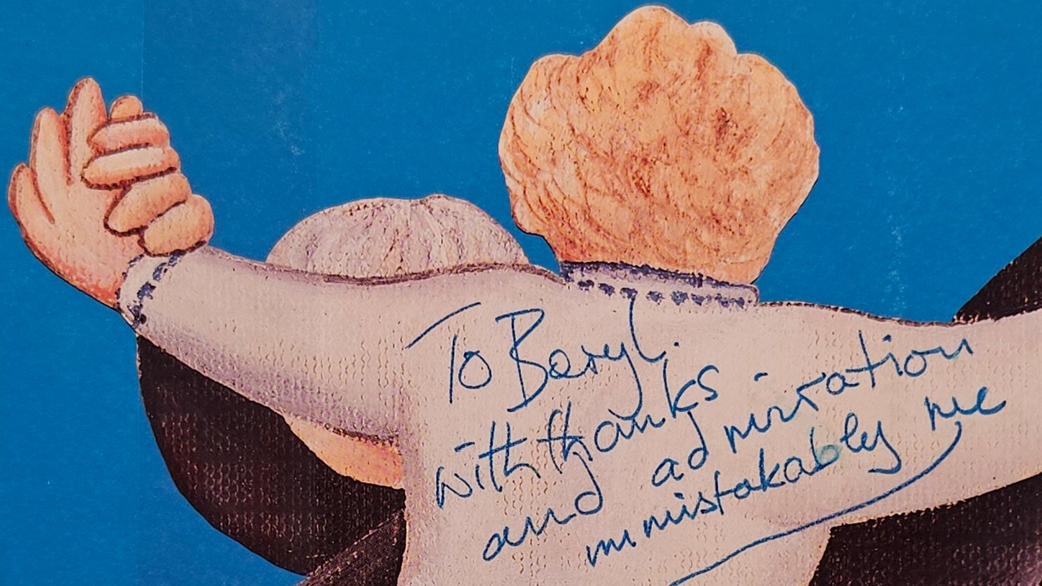 Close up of Beryl Cook illustration of dancer Wayne Sleep