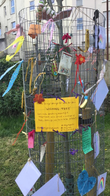 Wishing tree photographed in Victoria Park, Plymouth in April 2020