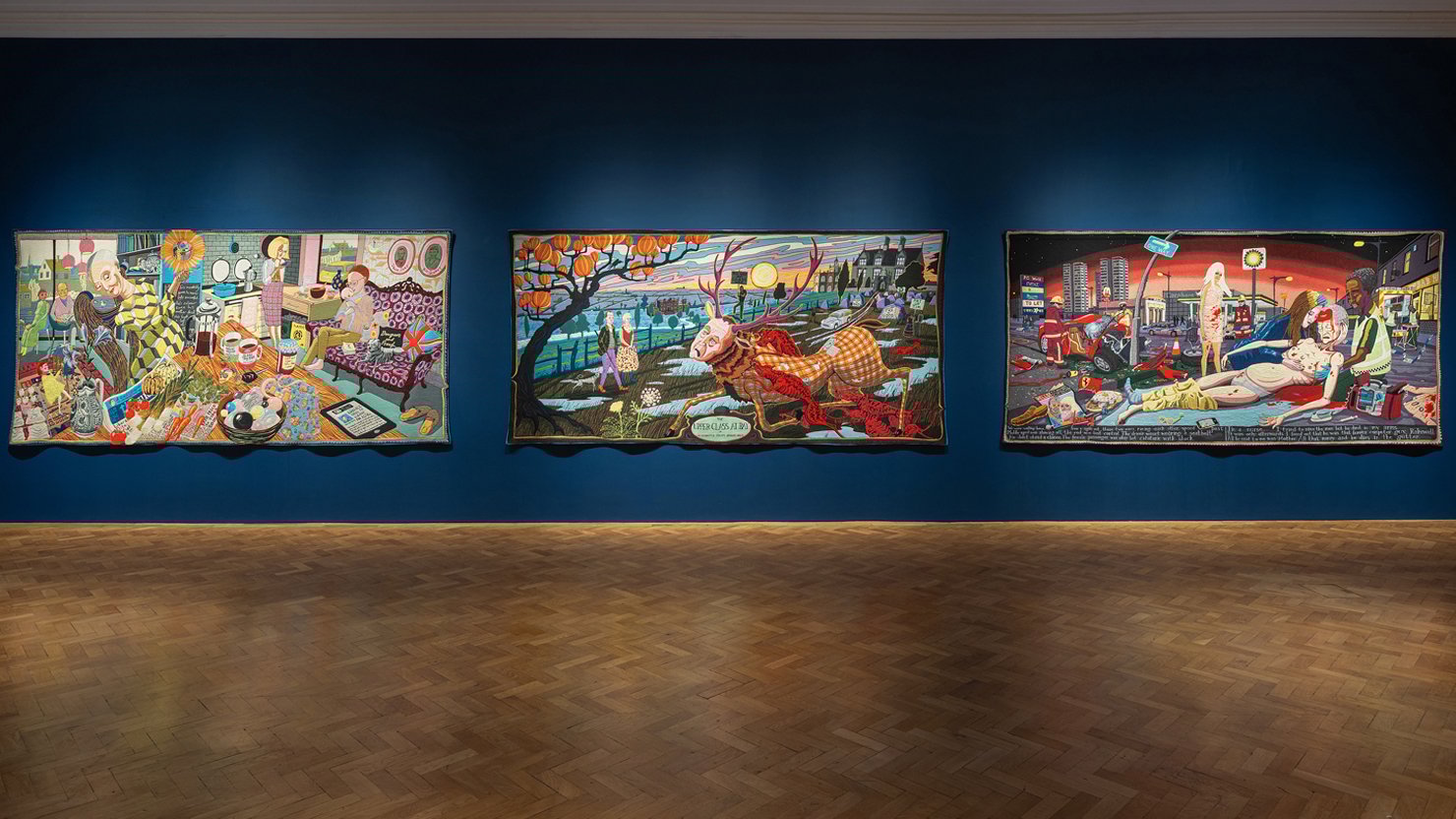 Tapestries by artist Grayson Perry on display at The Box Plymouth