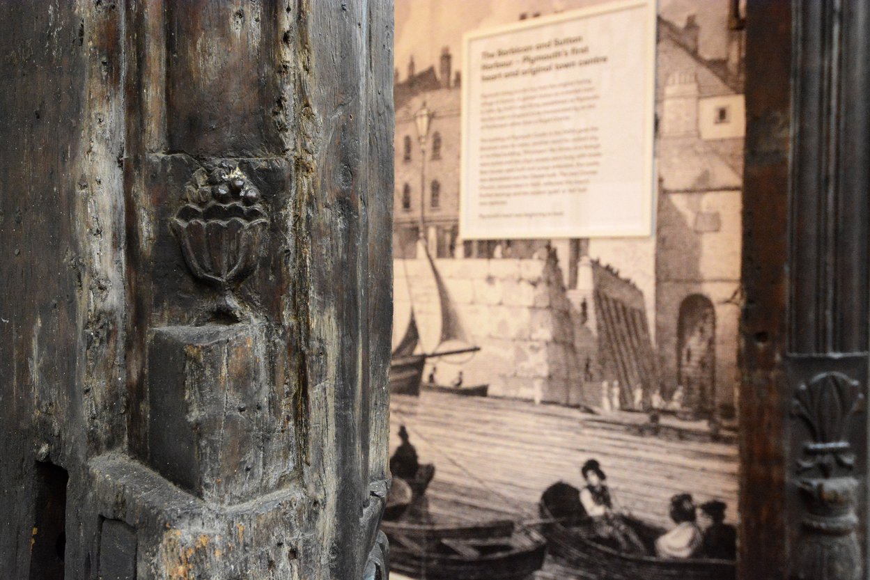 An image of the door frame and a graphic in the 'Active Archives' gallery at The Box, Plymouth