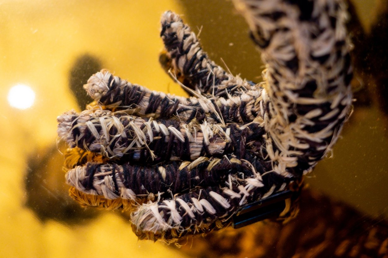 Close up of a woven hand