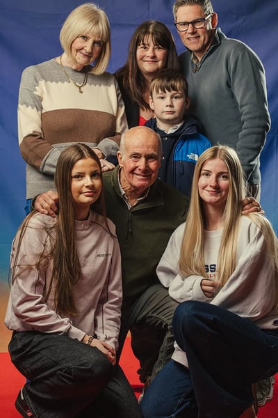 A family posing for a portrait