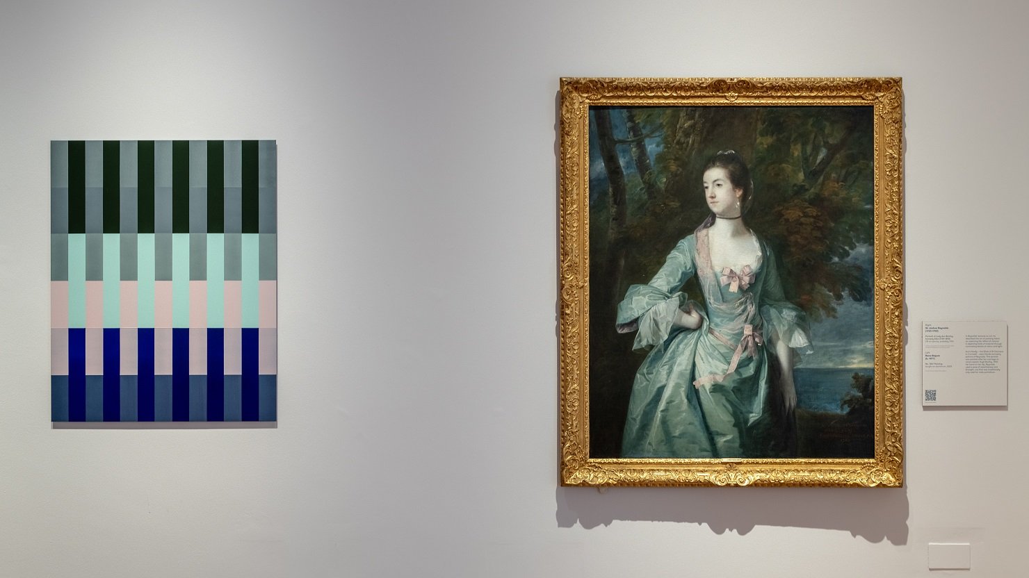 New work by Rana Begum on display next to Sir Joshua Reynolds' portrait of Lady Ann Bonfoy