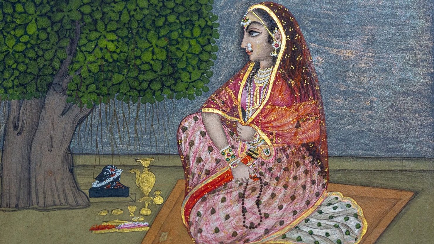 Portrait of a Woman (detail), from an album made in Murshidabad, Bengal, around 1750-1800. From The Cottonian Collection © The Box, Plymouth