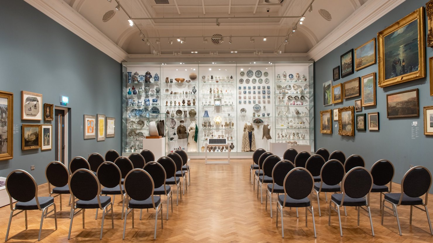 Civil ceremony set up in an art gallery space