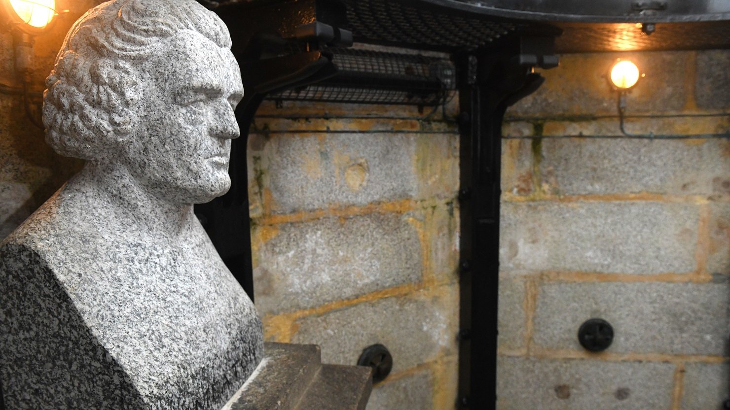 Bust of John Smeaton in the Lantern Room of Smeaton's Tower lighthouse