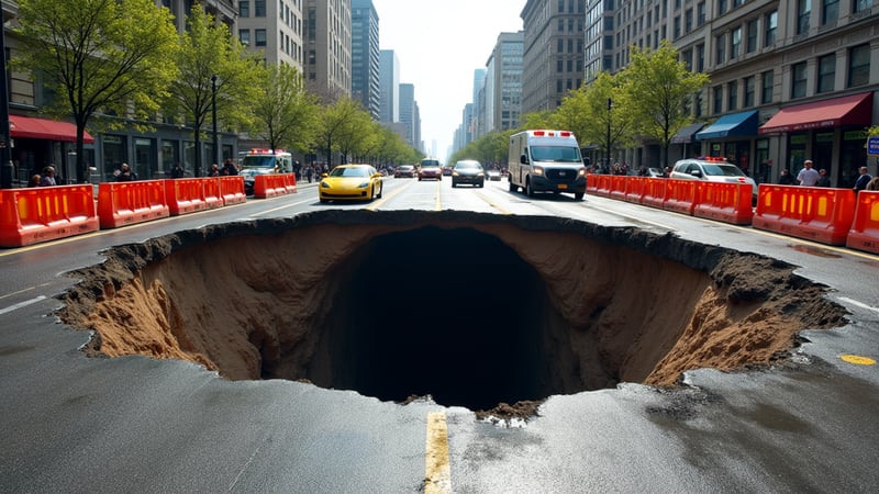 Sinkhole Forms on Emerson Avenue Following Water Main Break