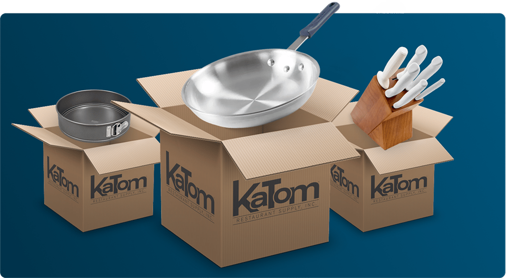 An image of Katom boxes with cookware above the opening
